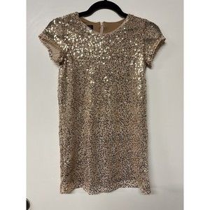 Laundry By Shelli Segal Dress Kids 8 Gold Sequin Knee Length Formal Party Dress